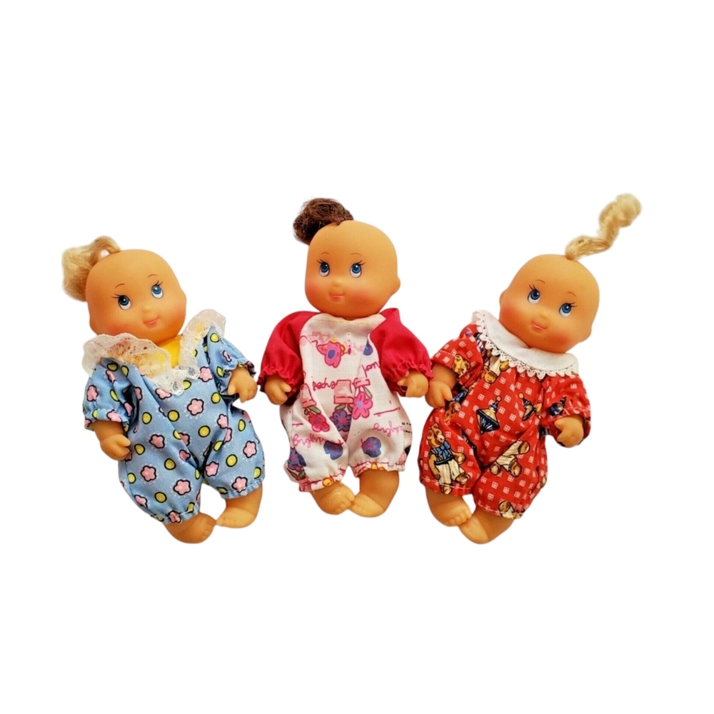 Vintage Lot of 3 Baby Doll Cititoy 1994 Bright Blue Eyes 4.5"